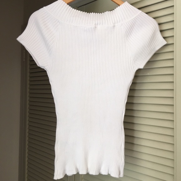 Events Cream Rib Knit Boat Neck S/S Top NWOT Size L - Picture 7 of 12